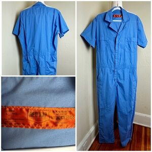 VTG RED KAP Painters Coveralls Lt Blue Mechanic Jumpsuit Short-Sleeve 50C Sz LG